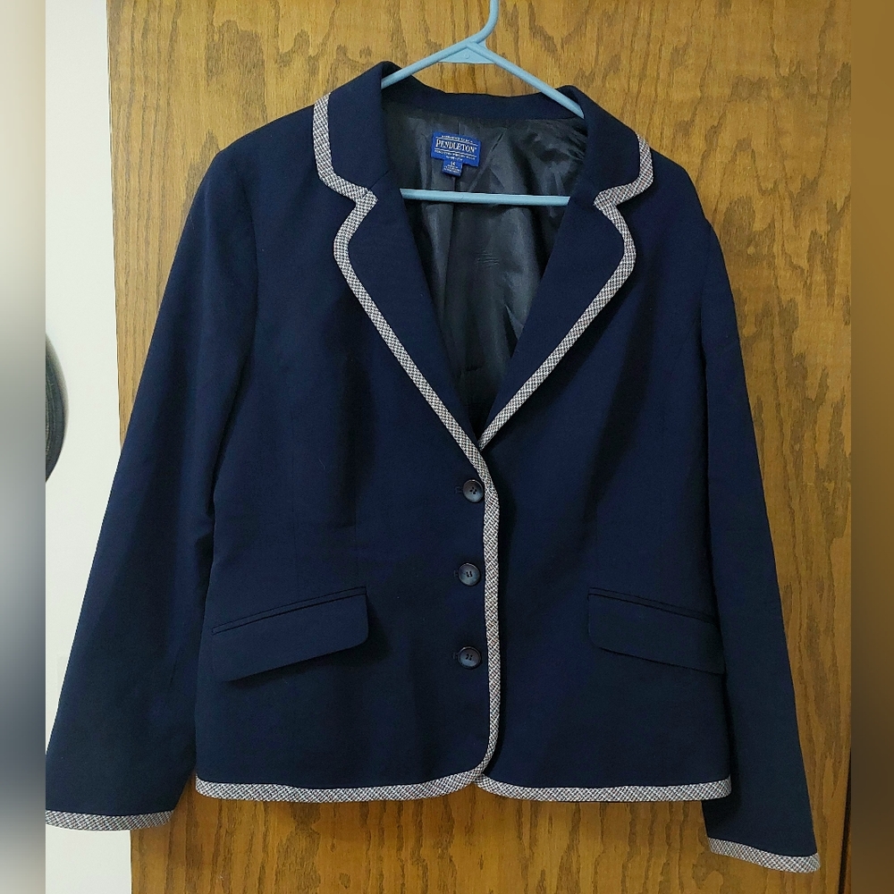 PENDLETON womens blazer jacket  size 14 NAVY BLUE
